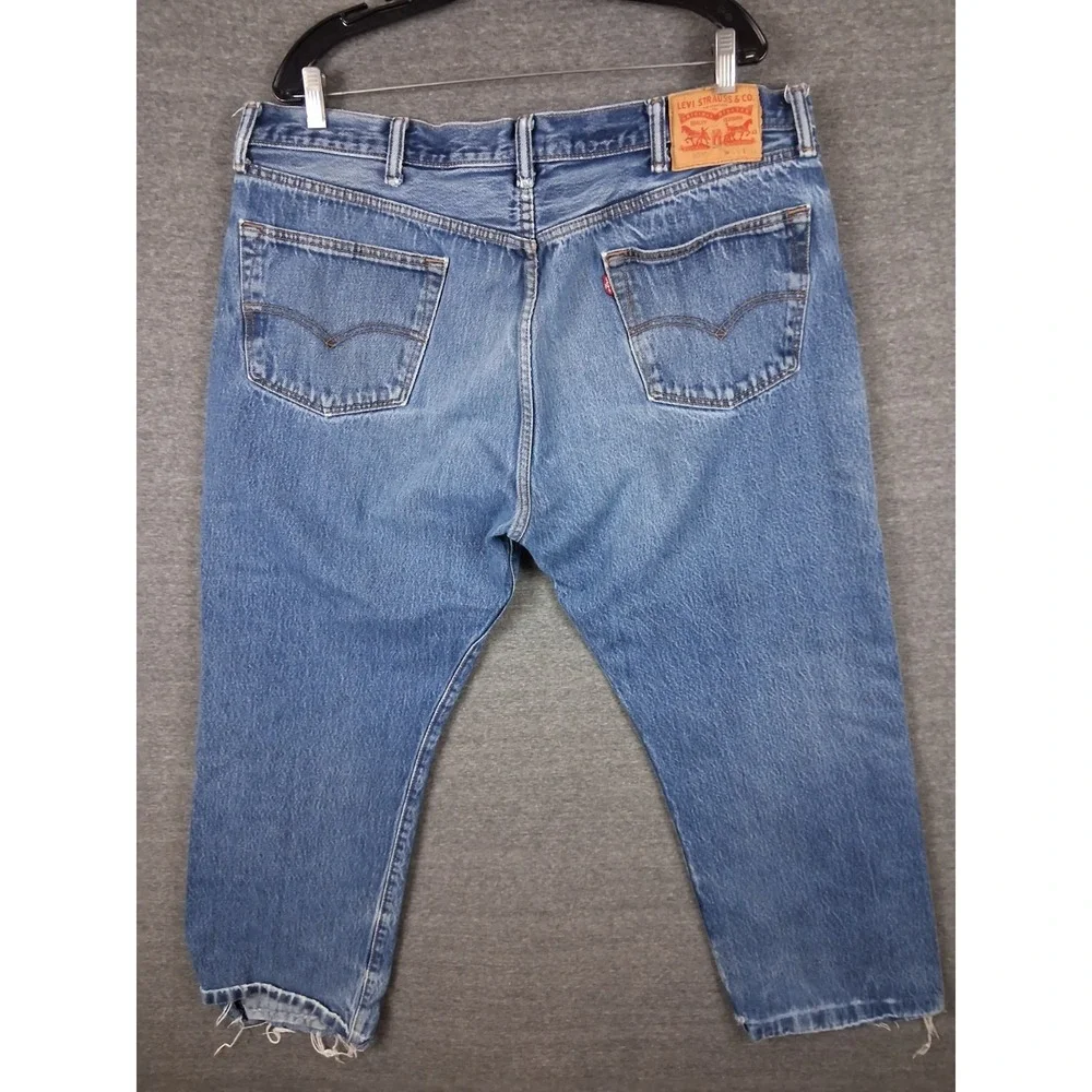 Levis Jeans Mens‎ 40x27 Blue Denim 501 USA Faded Button Fly Suspender
